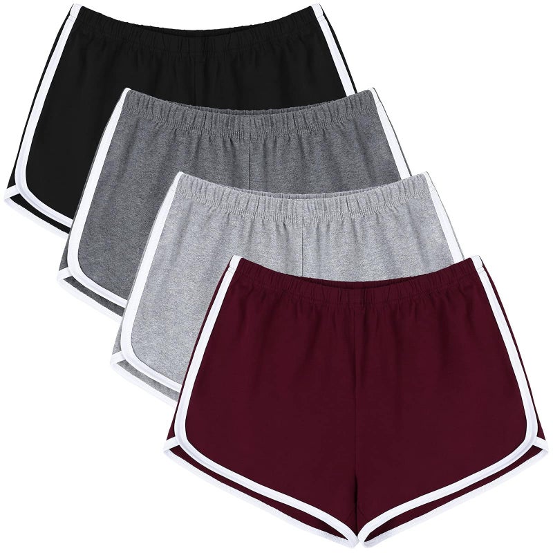 URATOT 4 Pack Yoga Short Pants Cotton Sports Shorts Gym Dance Lounge Shorts Dolphin Running Athletic Shorts for Women - Image 1
